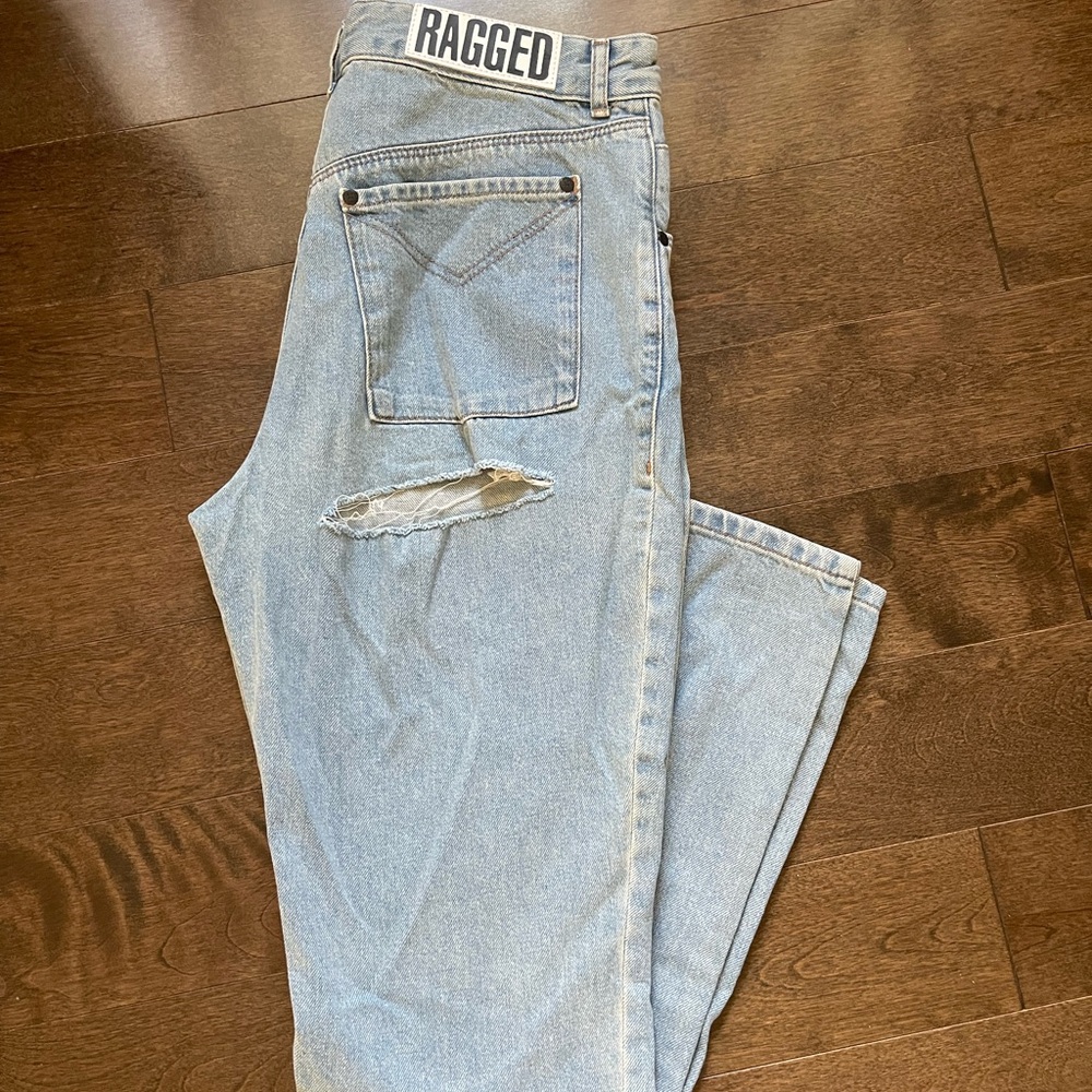 The Ragged Priest Blue Relaxed Jeans with Distressed Details